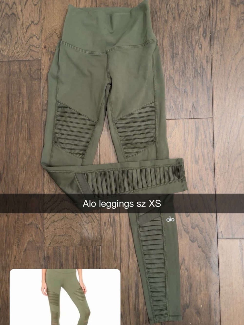 ALO Yoga Kids Olive Moto Ribbed Leggings